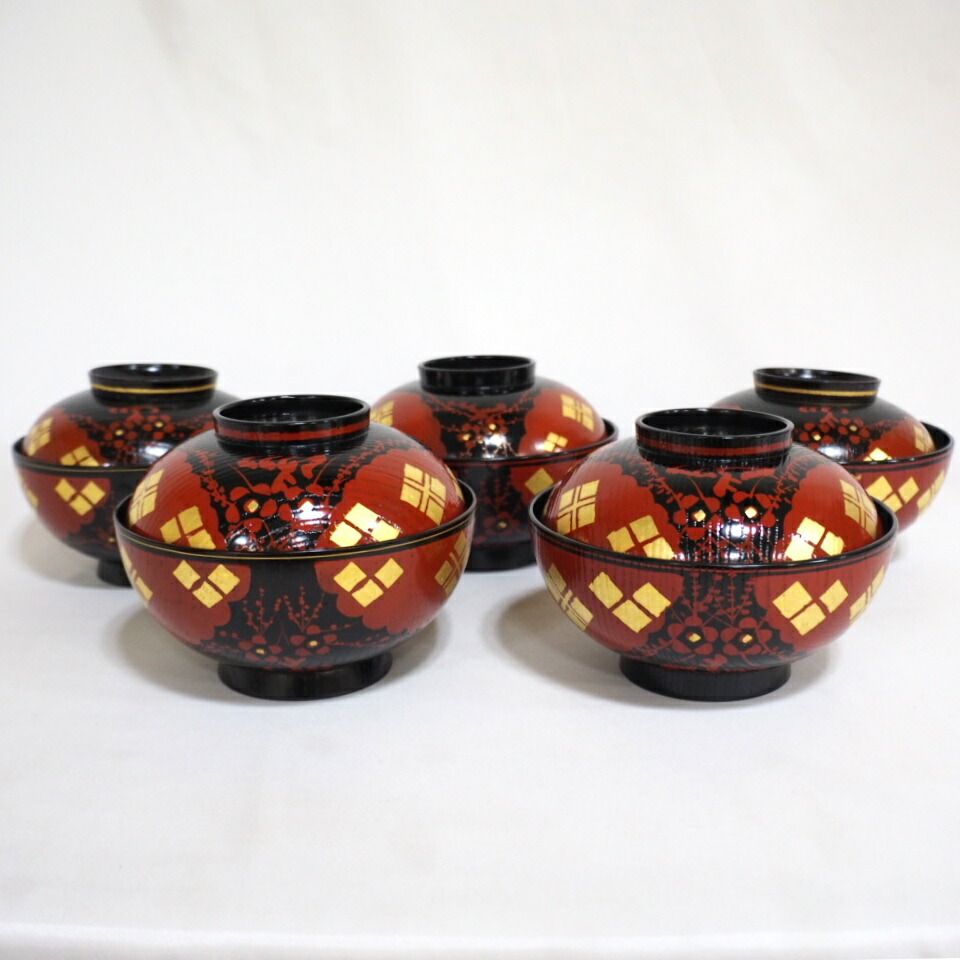 懐石道具バラ売り 煮物椀 正法寺蒔絵 五客 木製 税込 送料込