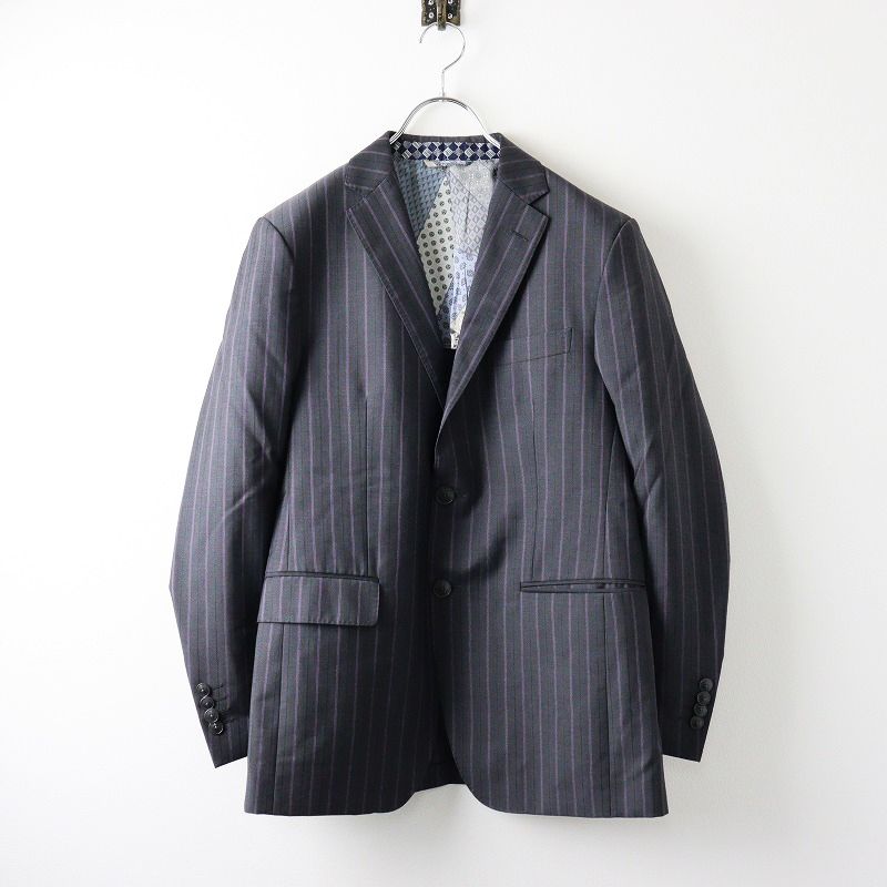 美品 イタリア製 エトロ ETRO ストライプ サマー スーツ 48/グレー系