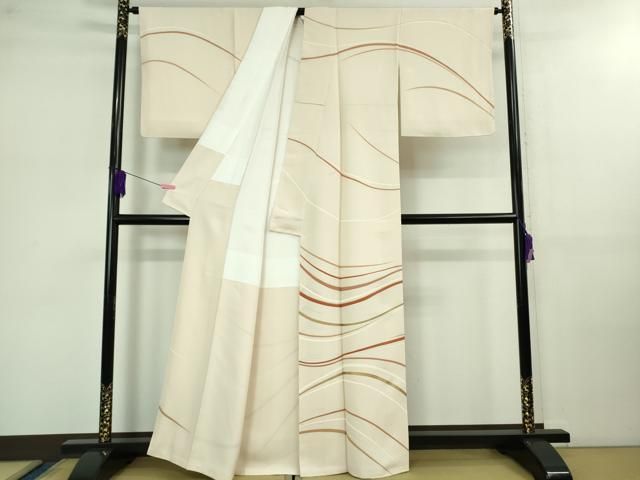 平和屋本店 上 訪問着 流水文 薄卵色地 金彩 DZAB0766kh5