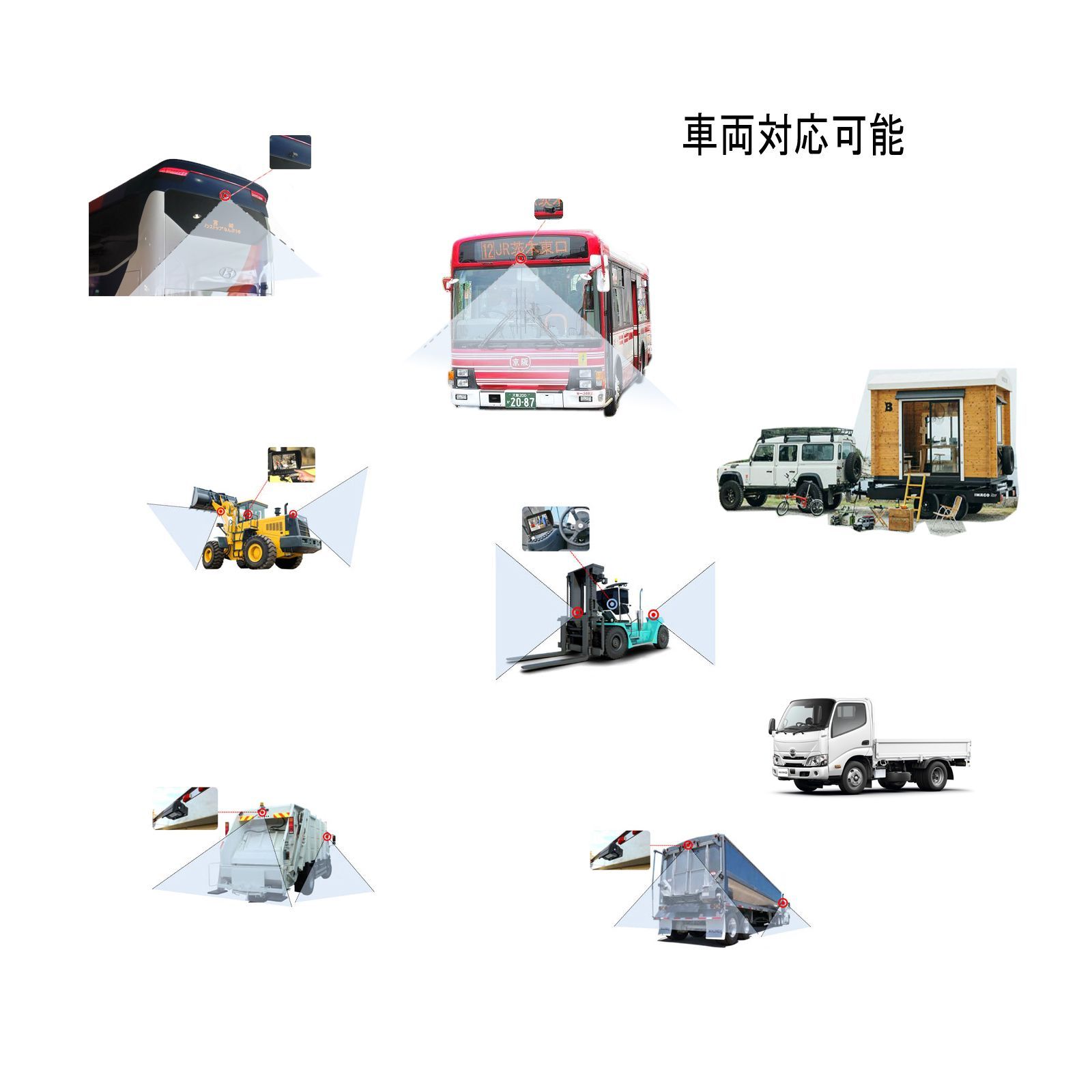 トラック 大型車用 バス HD 62万画素 リアカメラ 12V/24V対応 鏡像