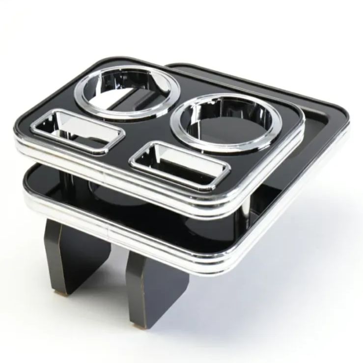 在庫1点 ステップワゴン RK1 RK2 フロント用 ピアノブラック スリーピース オリジナル 自動車用 センターテーブル ドリンクホルダー 付き コースター付属 ThreePiece!エンブレム付属 フロント テーブル