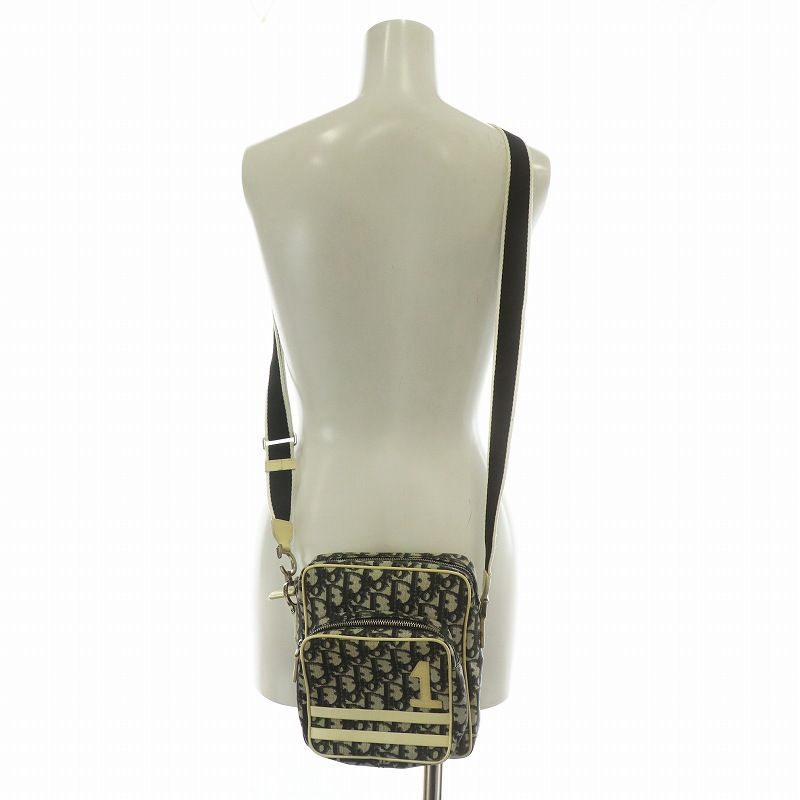 クリスチャンディオール Christian Dior ヴィンテージ ショルダーバッグ No.1 PVC エナメル トロッター柄 ナンバリング 総柄 紺 ネイビー 白 ホワイト XZ OH GY18 DECORATOM_COM_BR