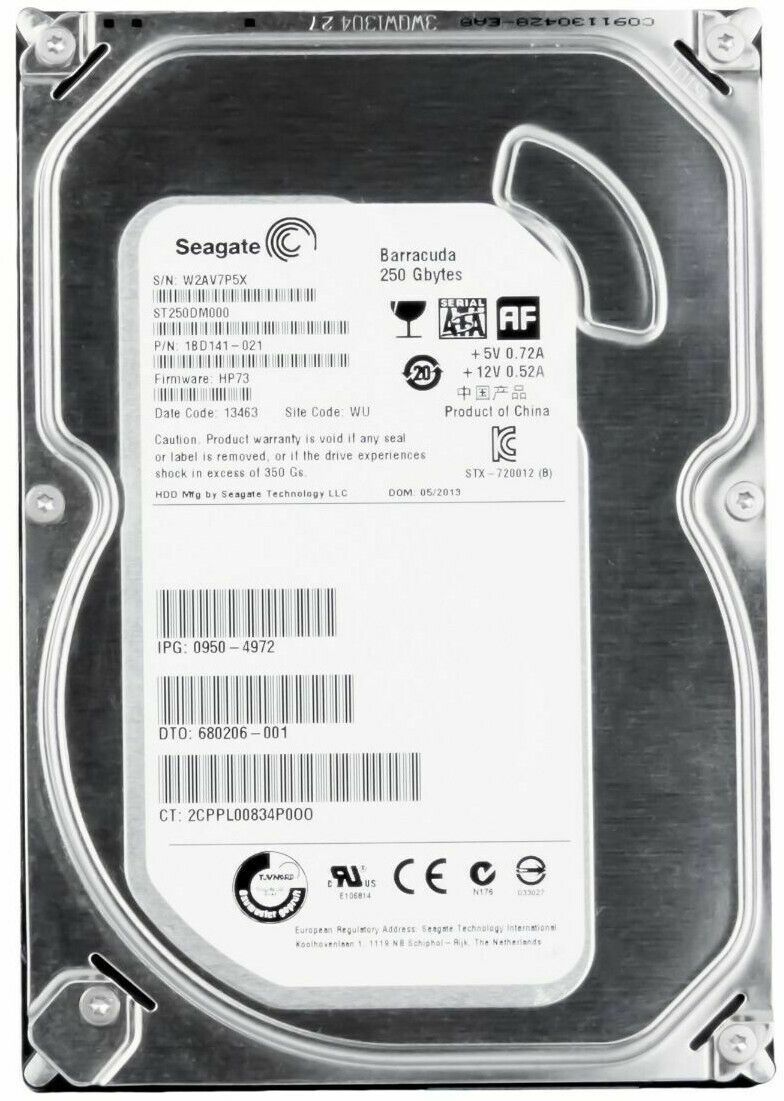 FESTPLATTE SEAGATE BARRACUDA 250GB 7200U/min 16MB SATA III ST250DM000 3.5'' Zoll