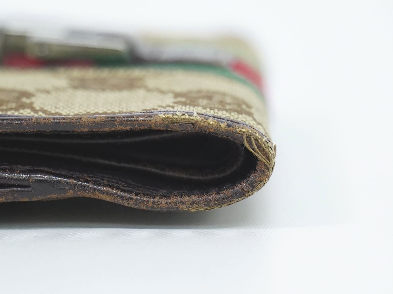 GUCCI グッチ　折り財布　シェリーライン　ジャッキー　GGキャンバス グッチ GUCCI ジャッキー シェリーライン GGキャンバス レザー W