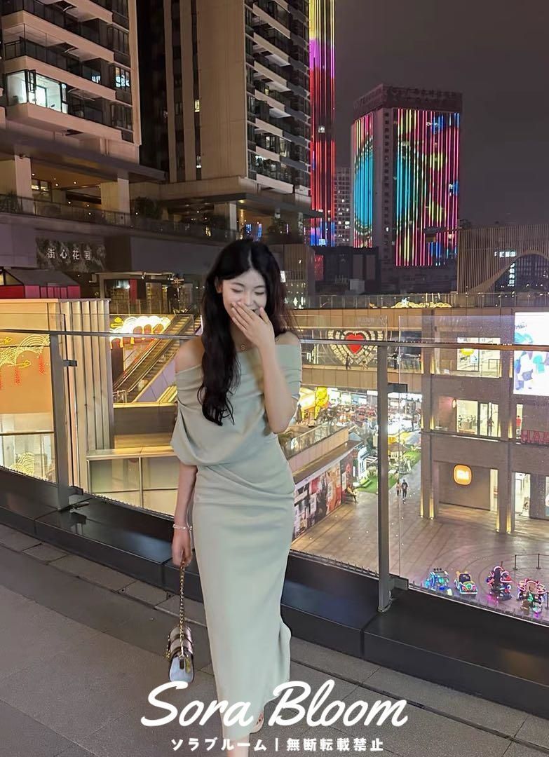 オフショルダーロングタイトドレス 結婚式 パーティー ドレープ美しい オフショルダーロングタイトドレス 結婚式 パーティー ドレープ
