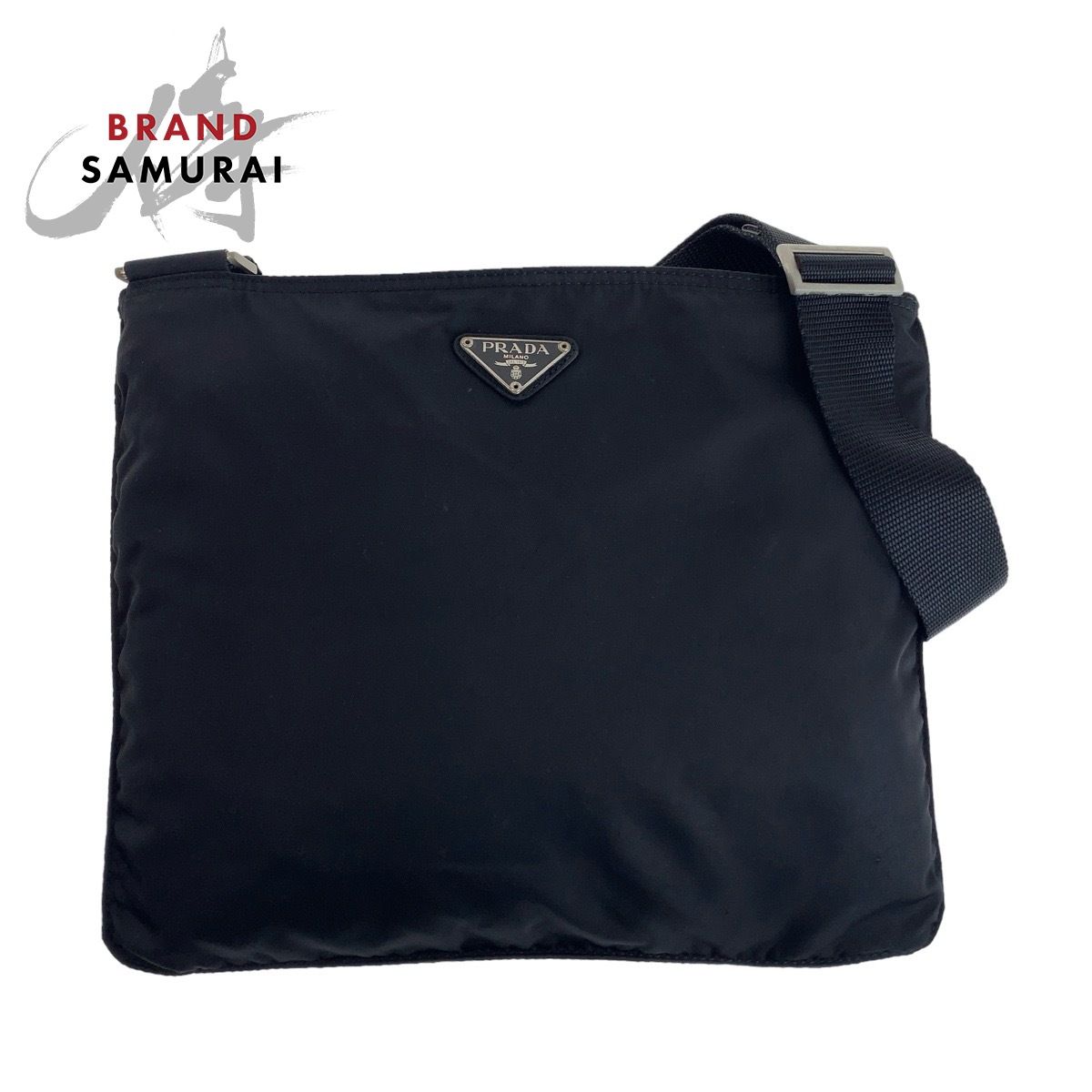 美品 PRADA プラダ テスート 三角ロゴプレート ブラック