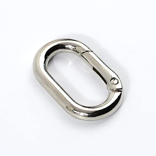 3.2cm_シルバー 4個 長円形カラビナ/楕円カラビナ/オーバルカラビナ セット フック/リングフック キーホルダー/アクセサリーパーツ 接続バックル修理 バッグチェーン (3.2cm， シルバー)