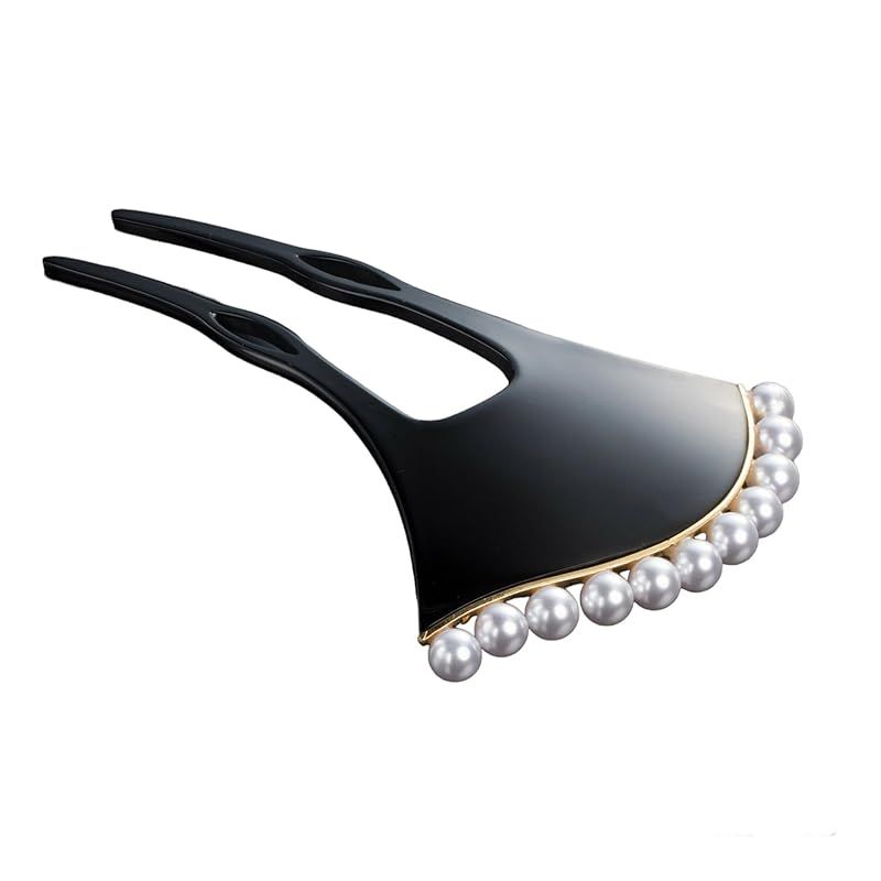 [さんび] 波型パールかんざし【大】 髪飾り 簪 かんざし イチョウ型 入卒用 着物用髪飾り (金ライン)