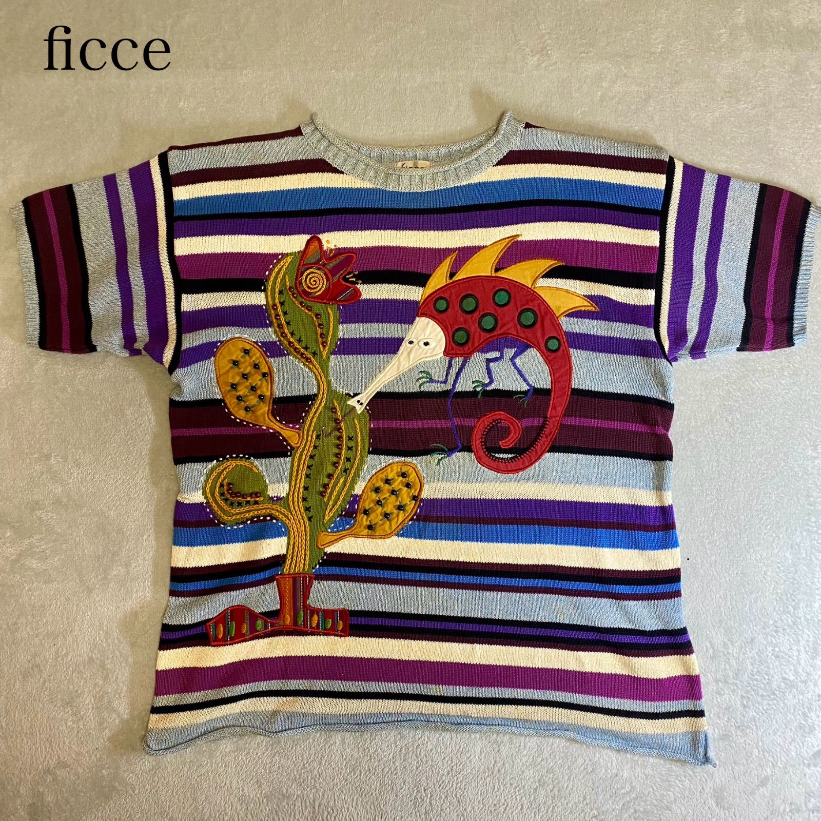ficce フィッチェ 多色刺繍 半袖Tシャツ ヨシユキ コニシ 日本製 綿 ficce フィッチェ 多色刺繍 半袖Tシャツ ヨシユキ コニシ 日本製
