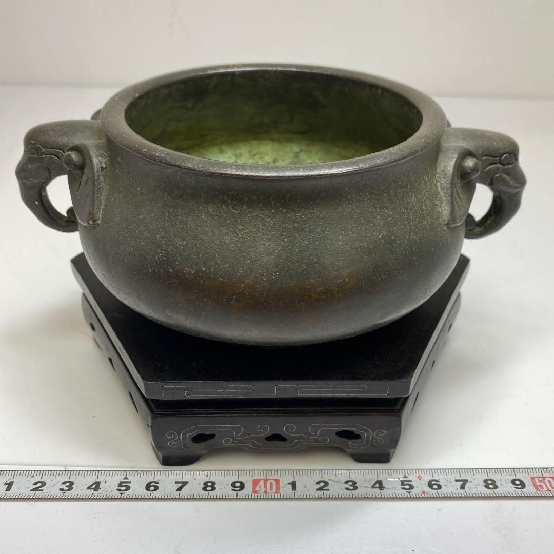 中国古玩 大明宣徳年表 銅香炉 2056g トコヒ 東さ6-1208 2F