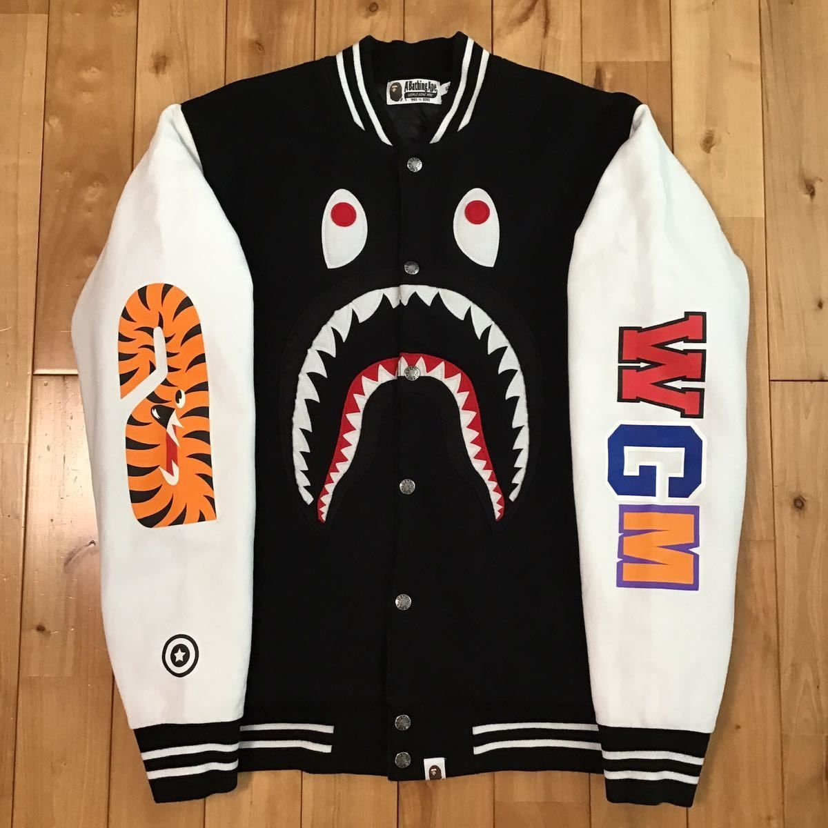 ☆XL☆ SHARK SWEAT VARSITY JACKET black a bathing ape BAPE 