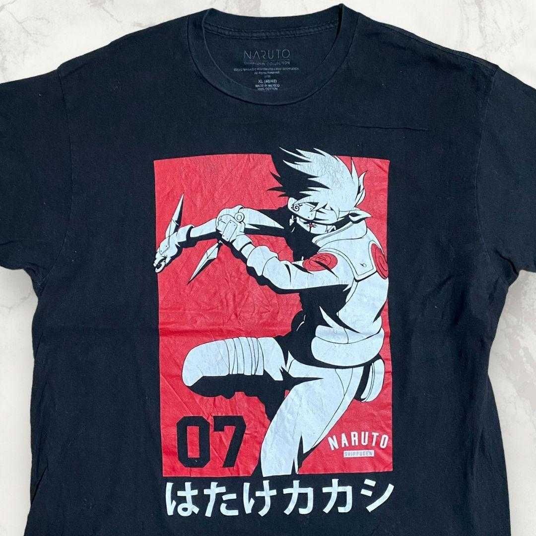 ユーズド　半袖　tシャツ　古着　HYB NARUTO ビンテージ 黒 ナルト　はたけカカシ　キャラ Tシャツ XL(LL) サイズ