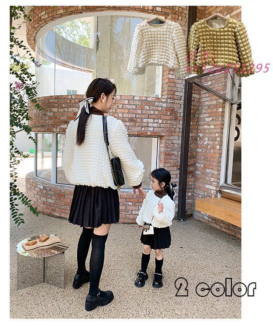 親子服親子服ワッフル姫袖トップスおしゃれかわいい通勤始業シーズン卒業式プレゼント   vii2z251295