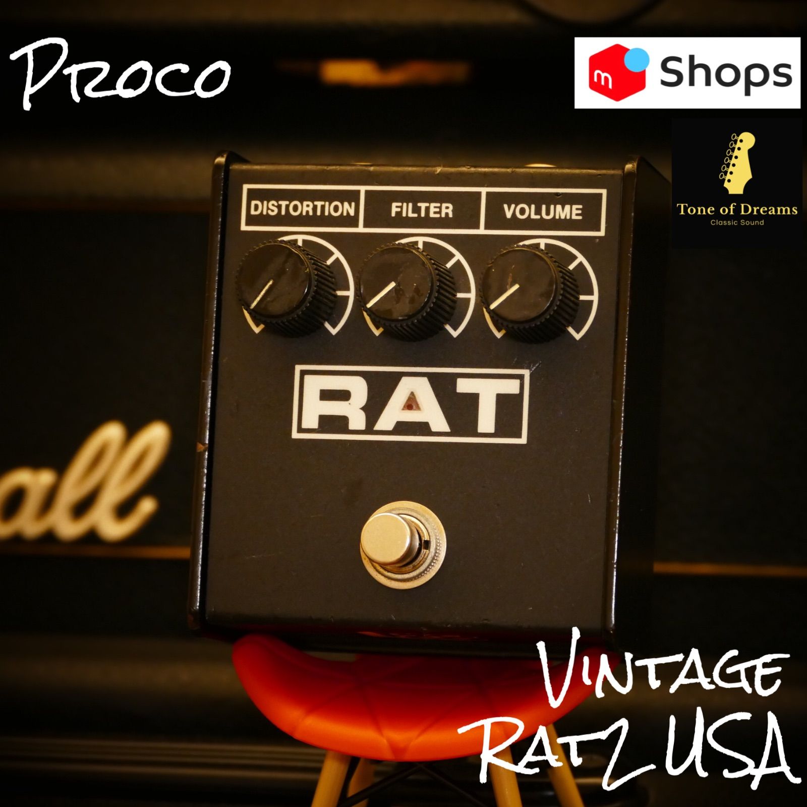 Proco RAT2 LM308N 1990年USA製 銀ネジ 変換コネクター付楽器・機材