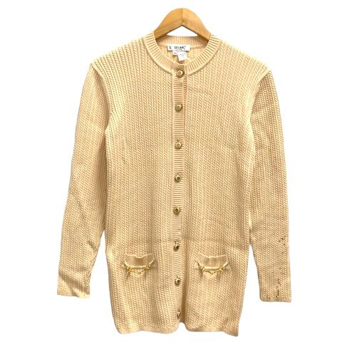 セリーヌ CELINE 金ボタン ケーブル編み ニットカーディガン 42