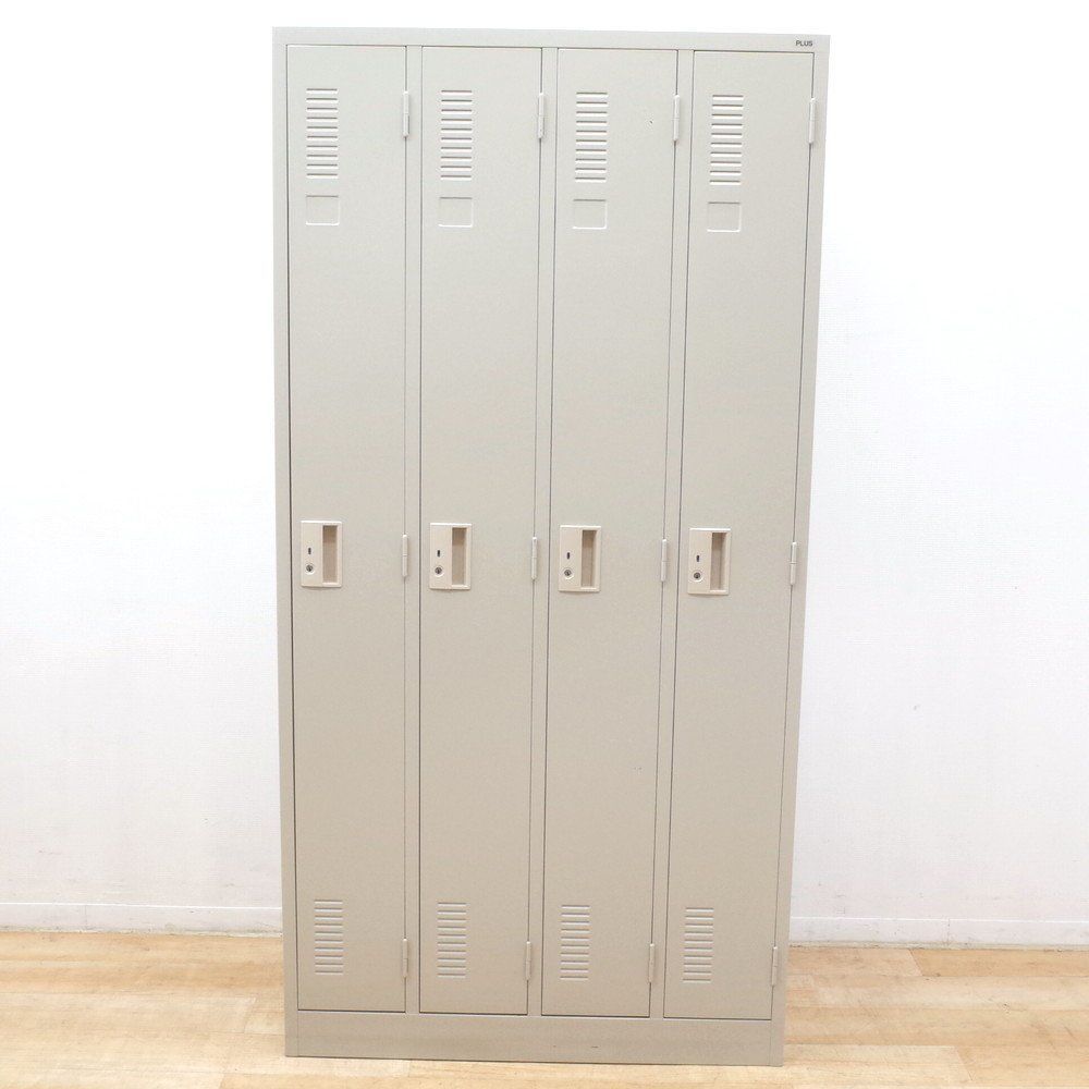 プラス PLUS LK 4人用ロッカー LK-42S W900 D515 H1790 エルグレー 個人ロッカー 網棚 ハンガーパイプ 鍵有り EG17979 オフィス家具