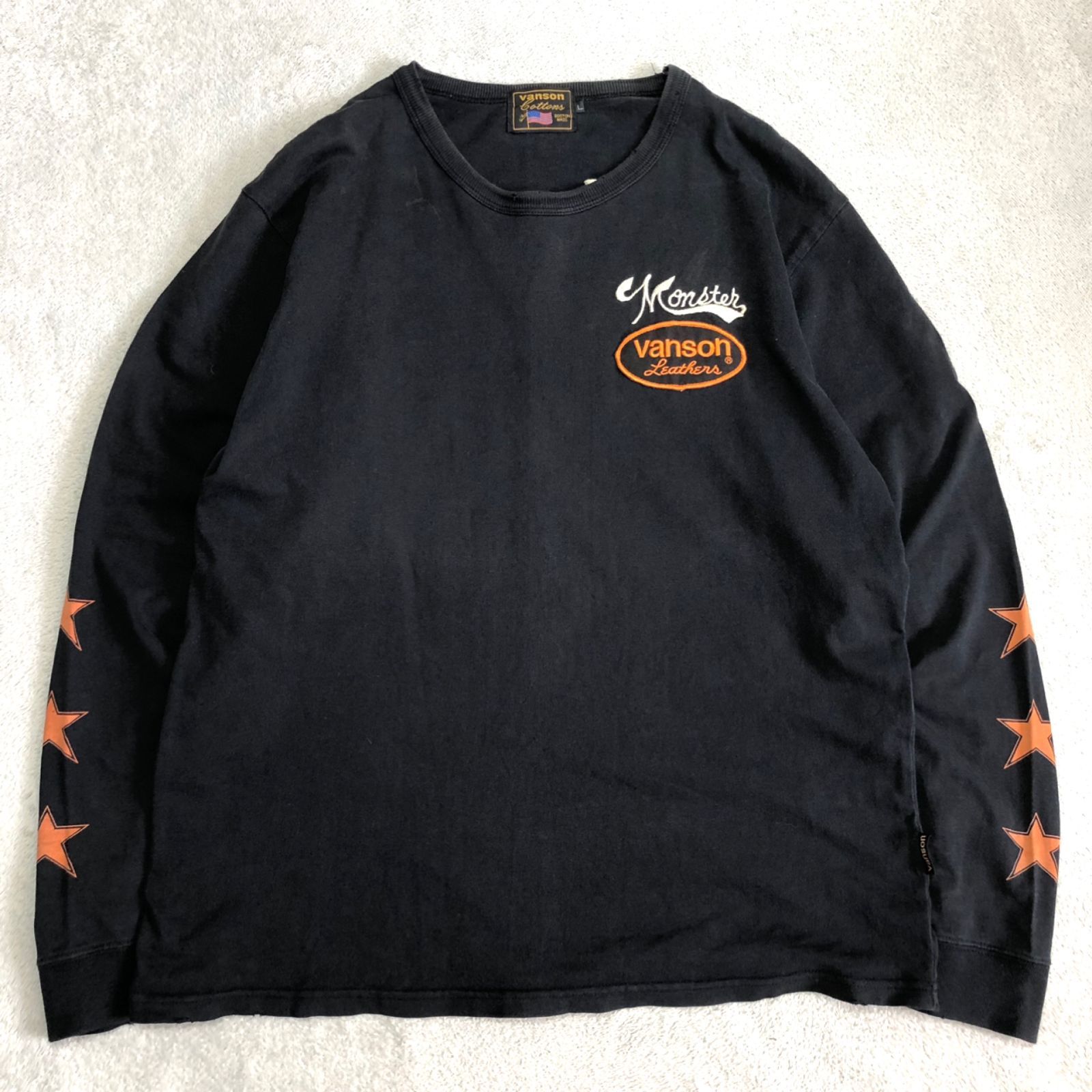 VANSON ロングスリーブTシャツ 長袖カットソー ロンT 刺繍 袖プリント 