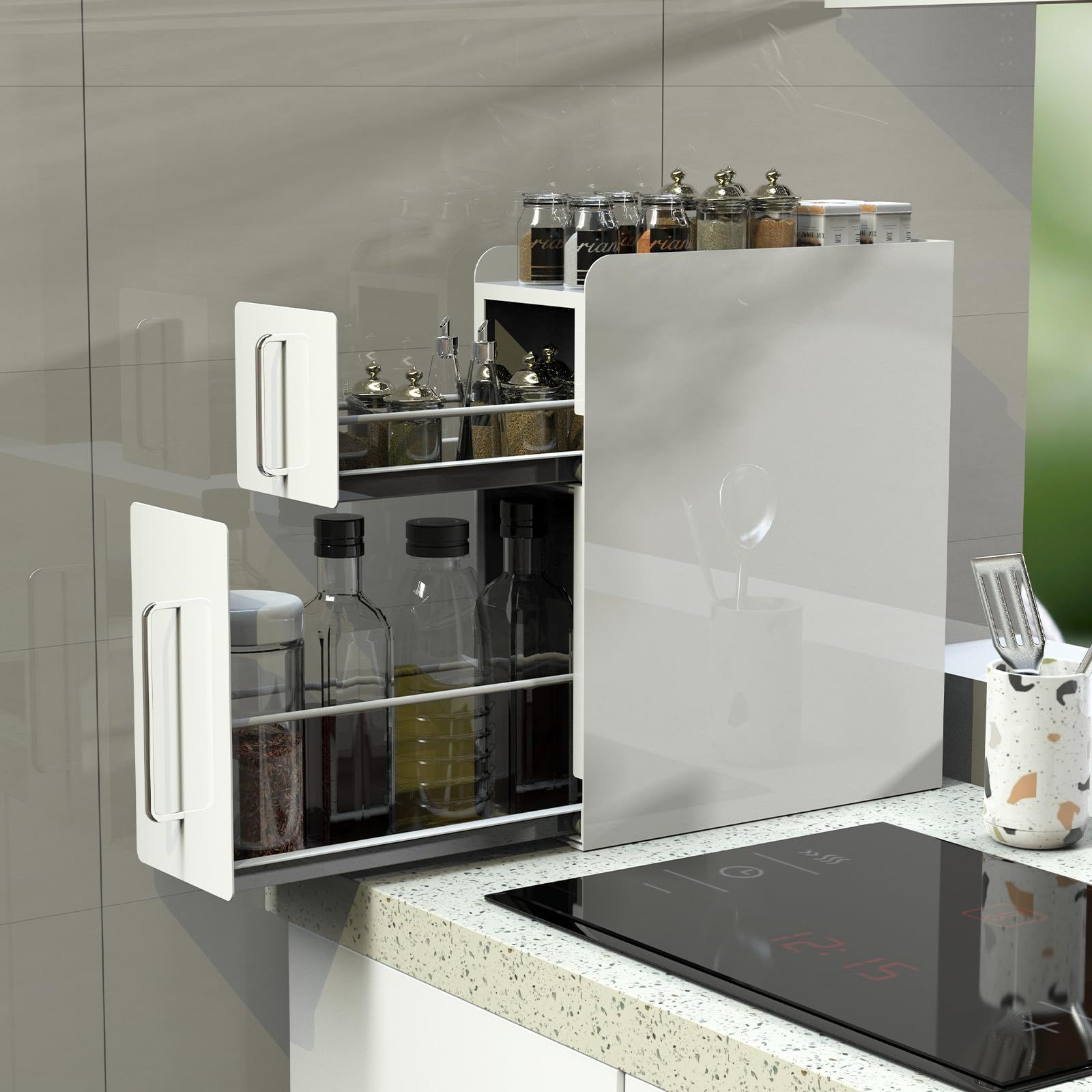 両開きシューズボックス ハイタイプ鏡付き 玄関収納棚 靴箱 9段2列