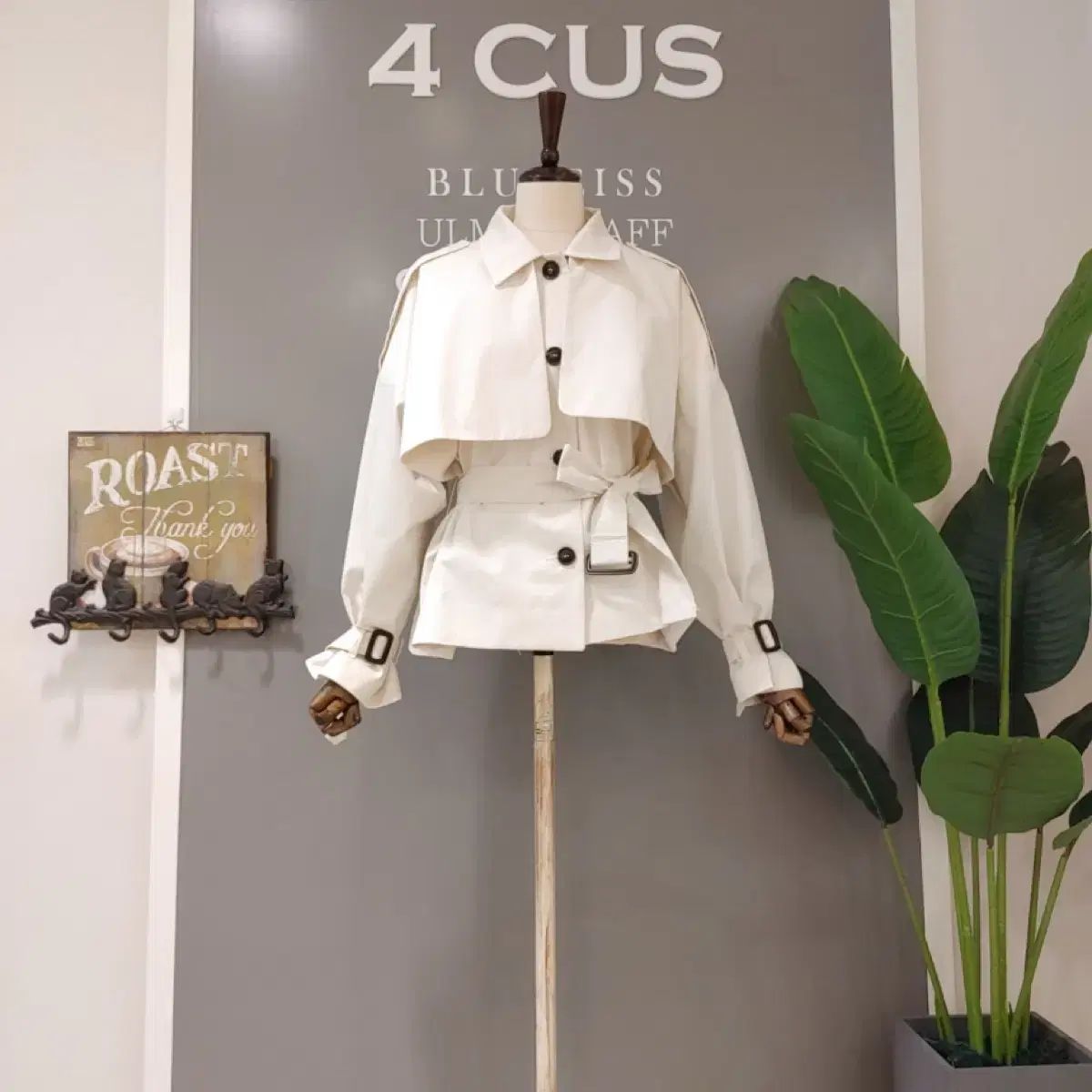 ベルト付き トレンチ ショート ジャケット