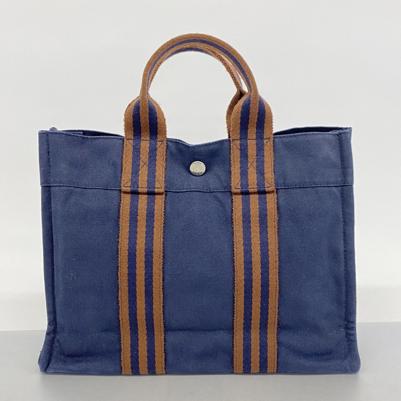 あ*ん様 HERMES エルメス フールトゥPM ハンドバッグ トートバッグ ネ □エルメス□ フールトゥPM トートバッグ キャンバス ネイビー