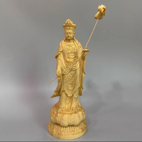 木彫りの仏像 勢至菩薩 午年生まれ 桧木製 木彫り 高さ30cm×巾10cm 風水 開運 ◆厄除け十二支守り本尊 守護仏