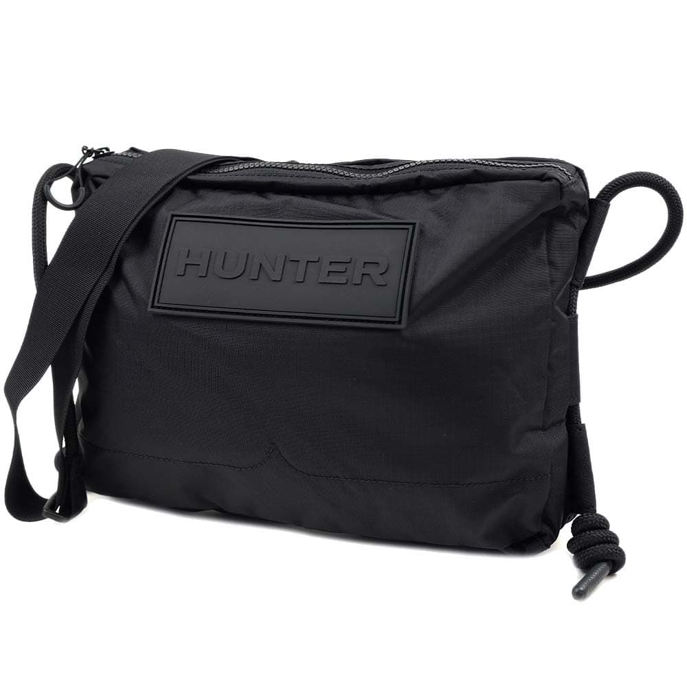 ハンター ショルダーバッグ HUNTER サコッシュ トラベル リップストップ リサイクル ナイロン ブラック -BLK