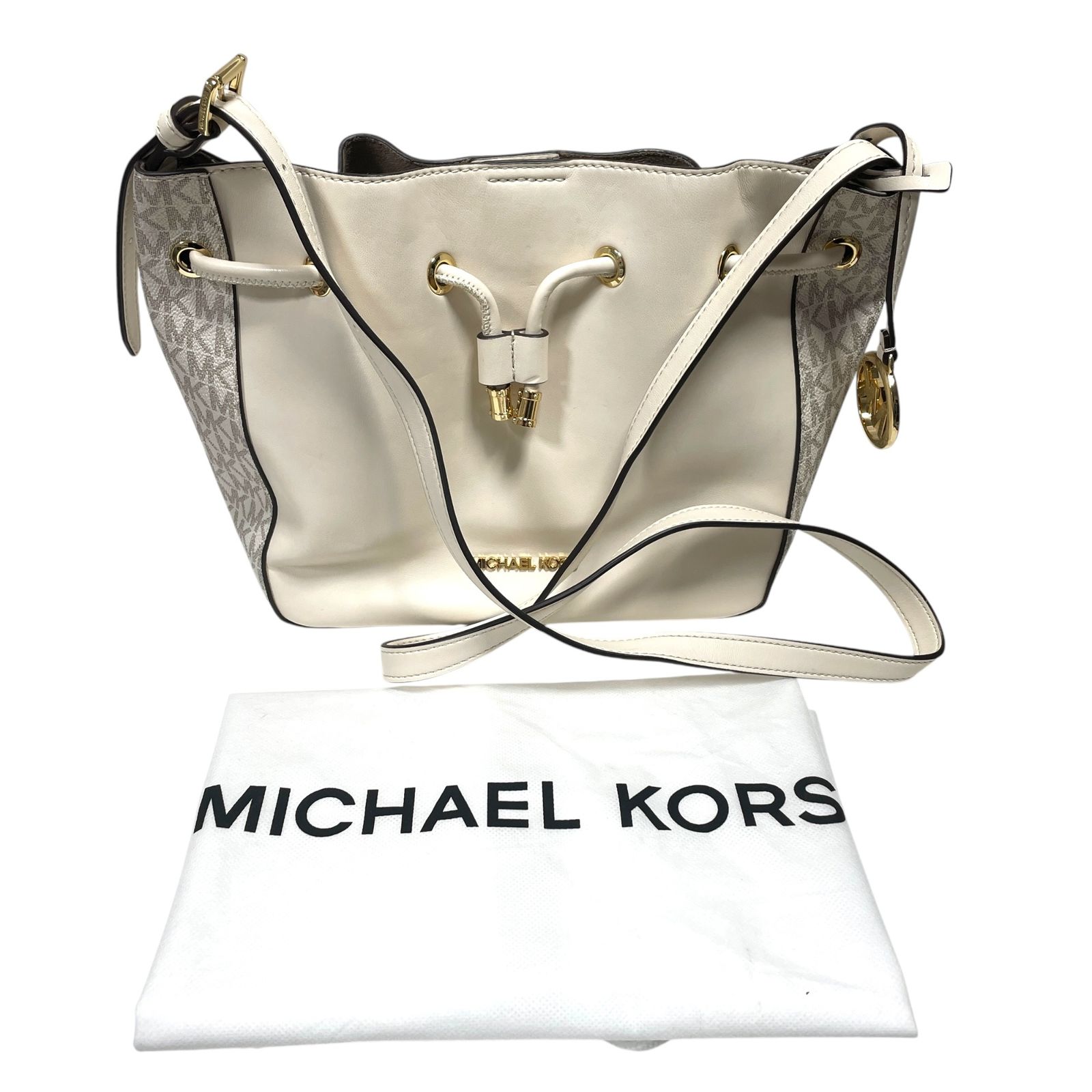 ◆ ◆ MICHAEL KORS マイケルコース ショルダーバッグ バケットバッグ ホワイト系 レザー 35S2G8PM8L 保存袋有 V77303NC
