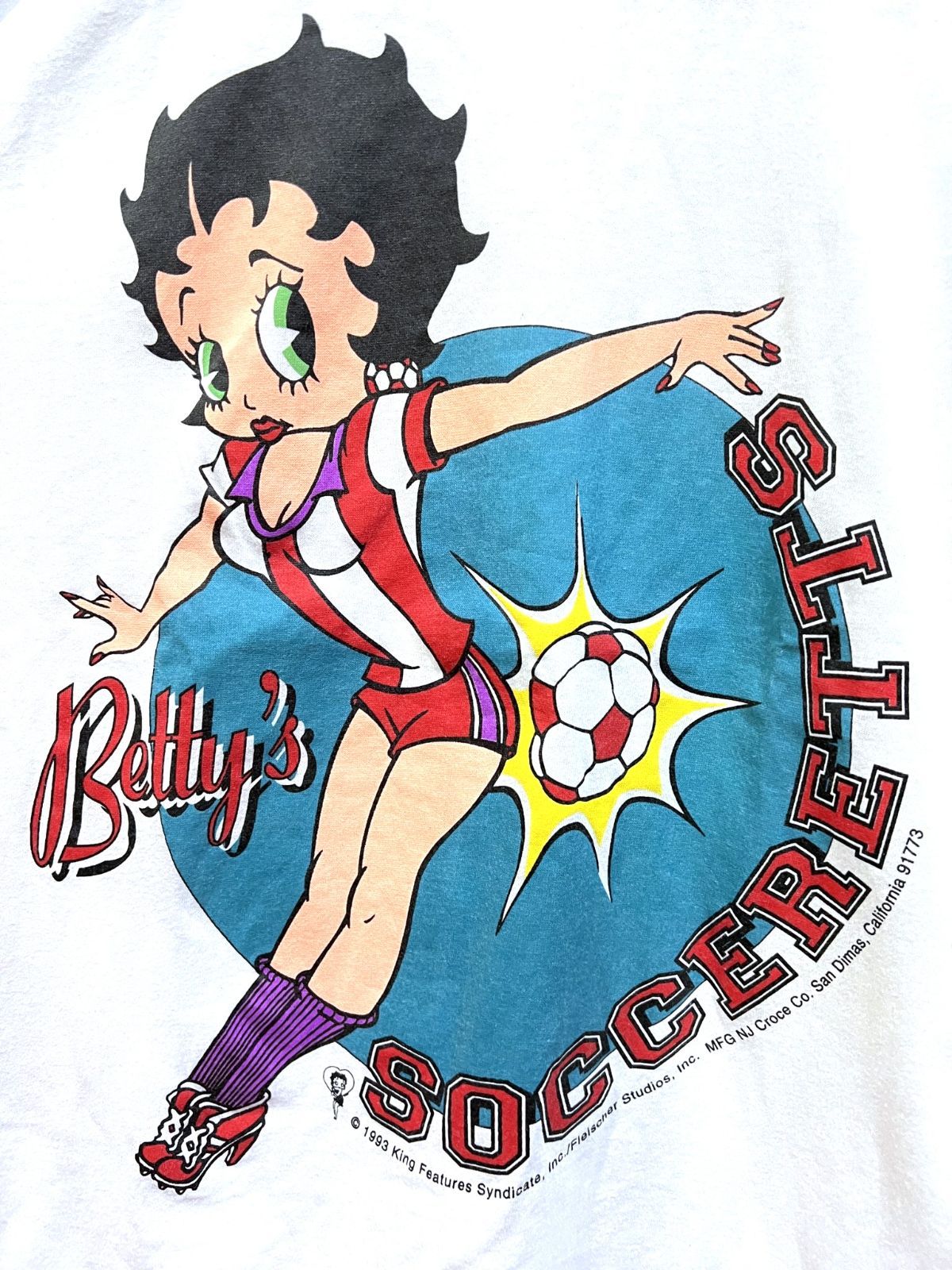 93年 USA製 ベティ・ブープ BETTY'S サッカー リンガーTシャツ M