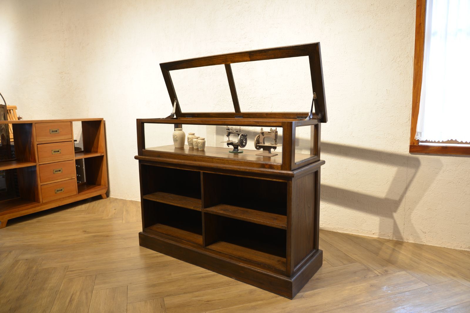 アンティーク調 マホガニー無垢材 ショーケース che-011