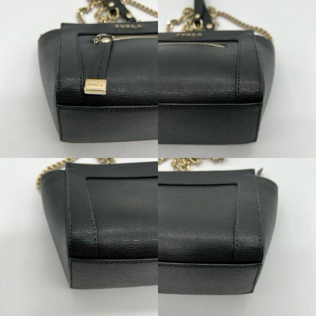 ✨極美品✨️FURLA Ginevra 金チェーン ショルダーバッグ ブラック