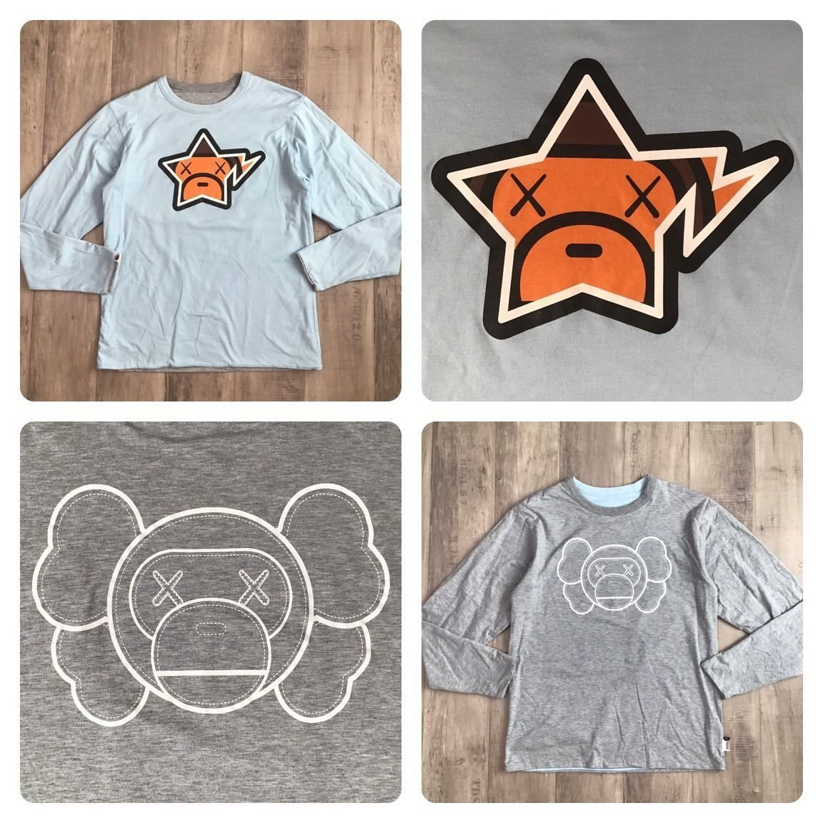 エイプ　マイロ✖️カウズ長袖Tシャツ ☆リバーシブル☆ KAWS MILO 長袖 Tシャツ Mサイズ a bathing