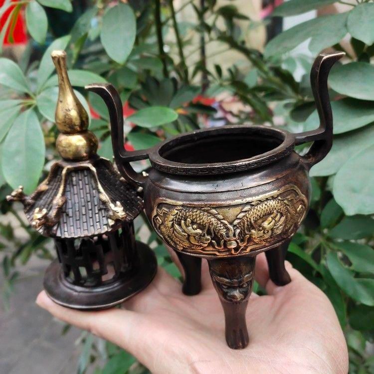 純銅製塔炉 細工 茶道具 工芸品 美術品 置物 純銅製塔炉 細工 茶道具 工芸品 美術品 置物(純銅製塔炉 細工