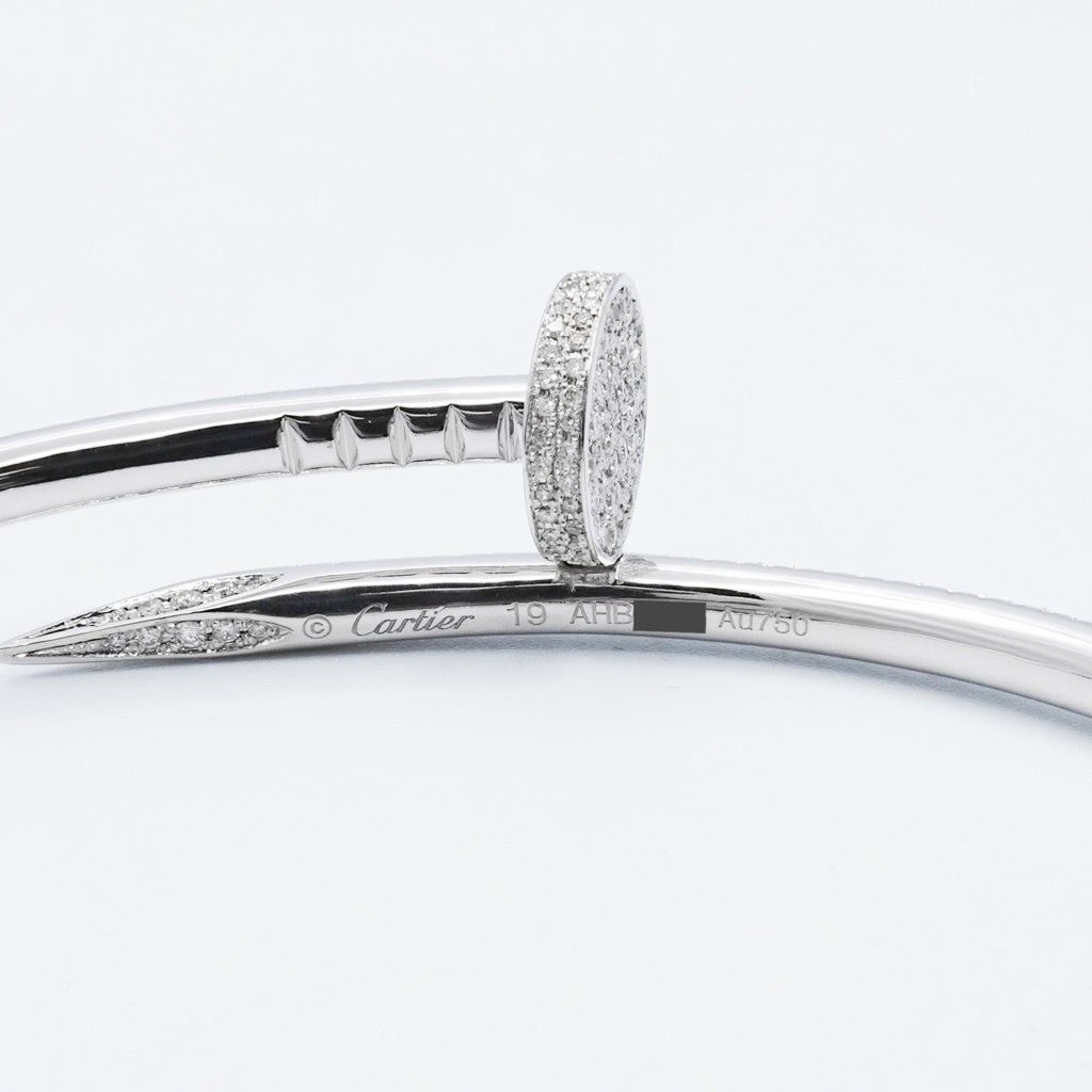仕上済】カルティエ ジュストアンクル ブレス #19 WG ダイヤ 19 K18WG  
