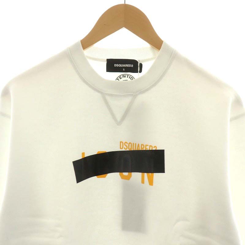 ディースクエアード DSQUARED2 Icon Taped Sweater トレーナー 長袖 ロゴ S 白 ホワイト S79GU0048 /AN3  ■GY29