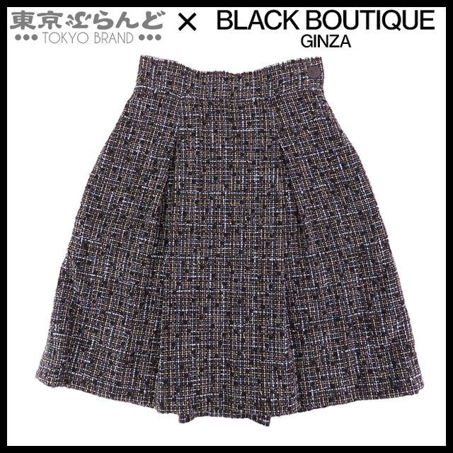 シャネル CHANEL ツイード スカート 09P P34923V25175 ブラウン 茶xブラック 黒 コットン レーヨン ナイロン ボックスプリーツ 36 ボトムス レディース 101753254