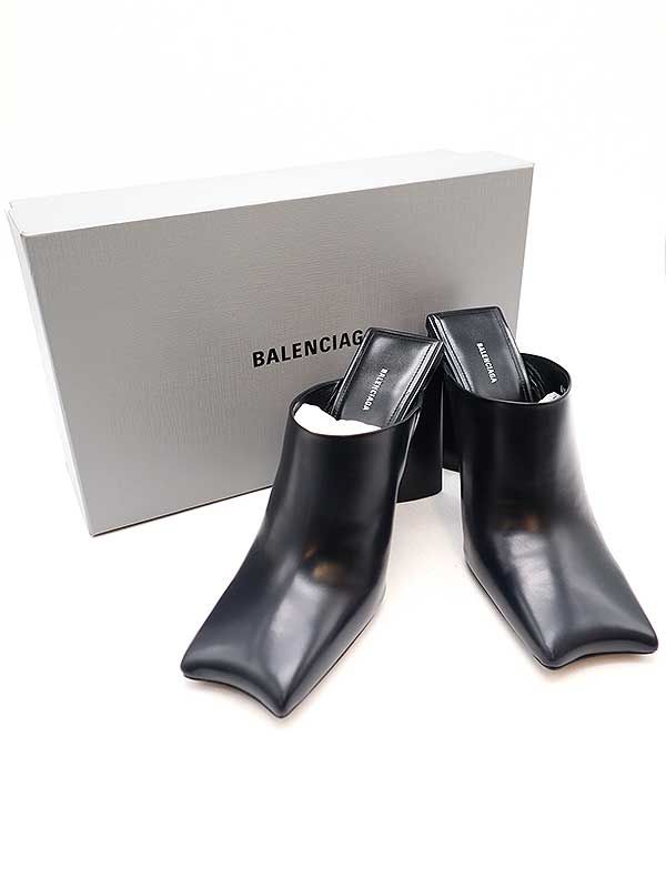 Balenciaga バレンシアガ ミュール ポインテッドトゥ 黒 37 1/2 BALENCIAGA(バレンシアガ) / パンプス/37/BLK/レザー/ミュール