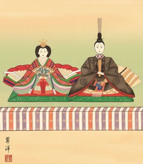 種類1：尺三 名前入り掛軸 【段雛】遠山翠洋 桃の節句名前入れ