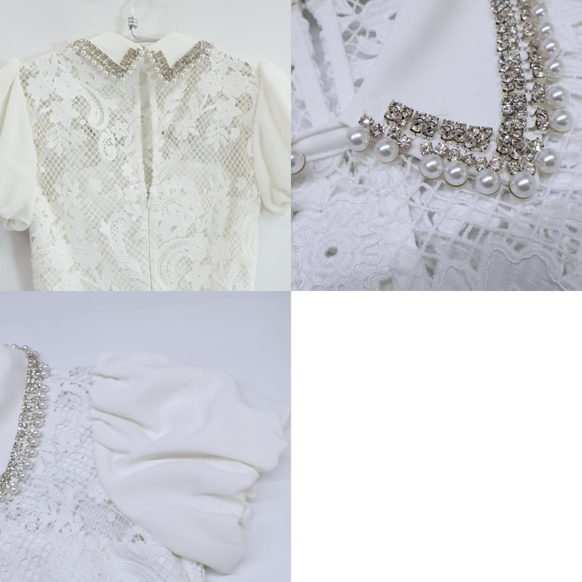 Self Portrait セルフポートレイト ﾎﾜｲﾄ SWF344Y16400 ﾊﾟｰﾙ装飾 ﾚｰｽ  