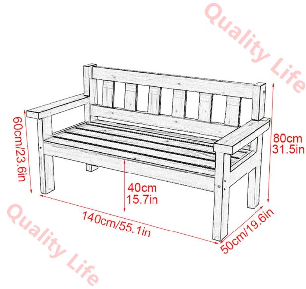ガーデンチェア ベンチ 木製ガーデンベンチ 背もたれと肘掛け付き屋外ベンチ 2人用パティオベンチ 耐候性 素朴なカントリーデザイン 公園庭のパティオデッキの芝生に最適 Size L-180cm