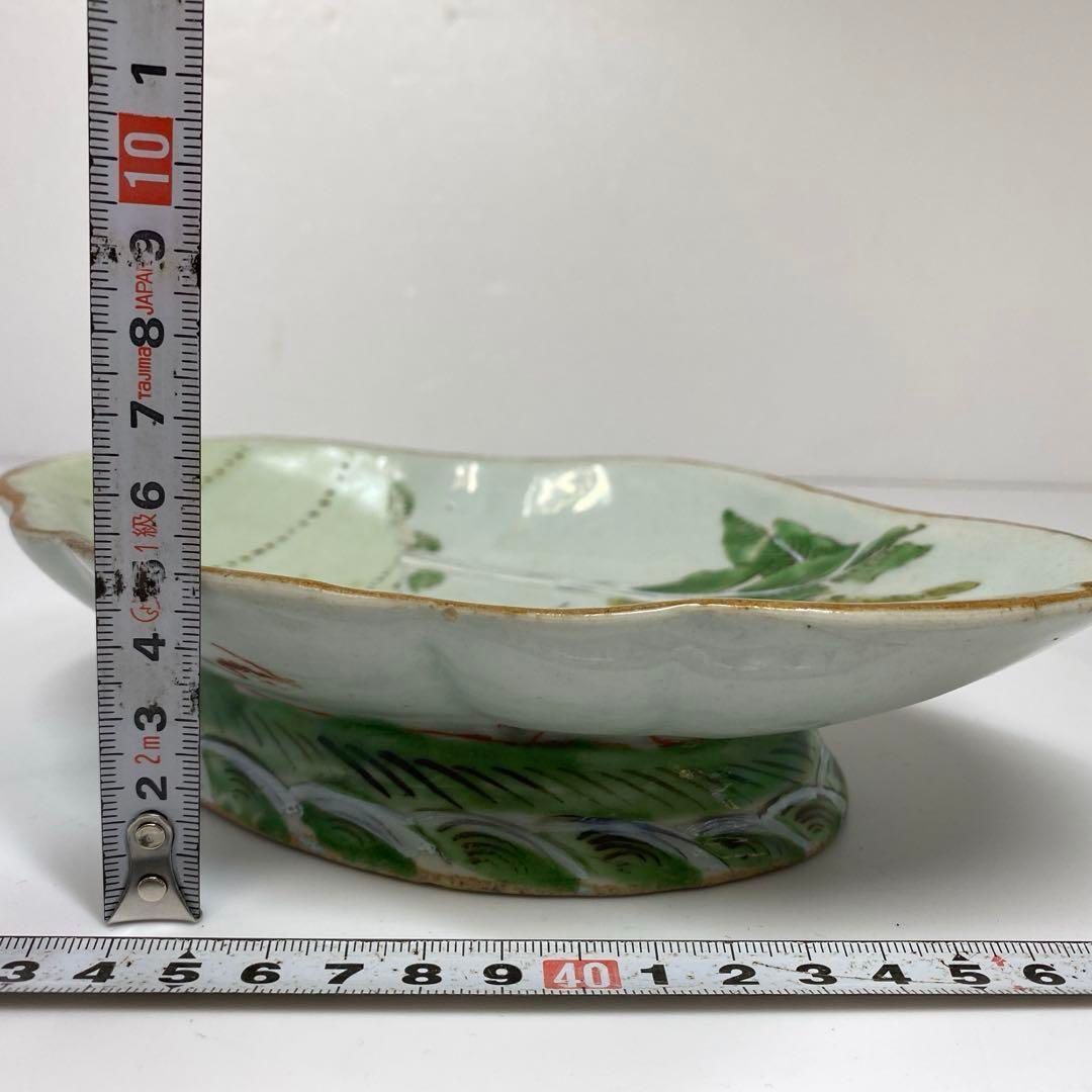 中国清時代 粉彩人物画 長皿 幅約22㎝ タエサ 東さ6-1201② 中国清時代