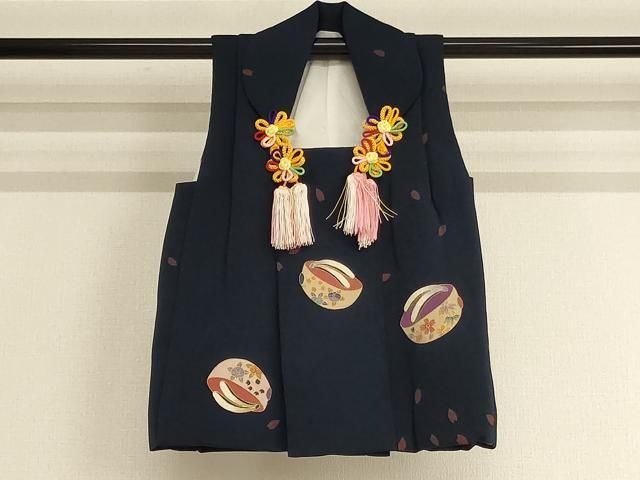 平和屋着物[]七五三 女の子 3歳 被布 ぽっくり下駄 金彩 鬼しぼ縮緬 正絹