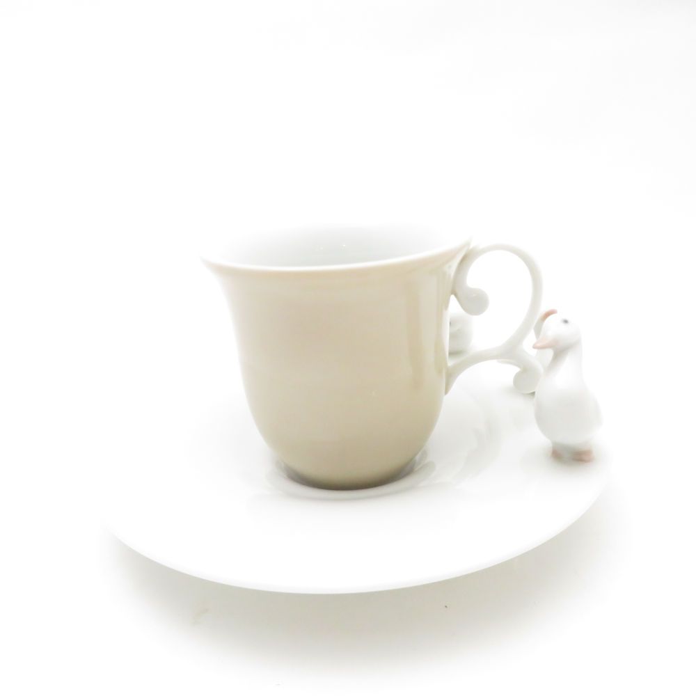 美品 LLADRO リヤドロ アヒル デミタスカップ＆ソーサー あひる 鳥