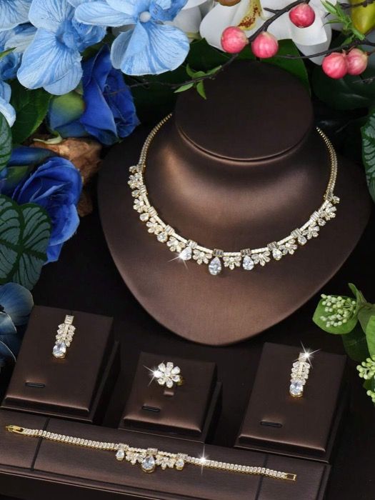 ジュエリー レディース セット 1セット キュービックジルコニア付きかわいいジュエリーセット 友人や彼女への誕生日プレゼントにぴったり