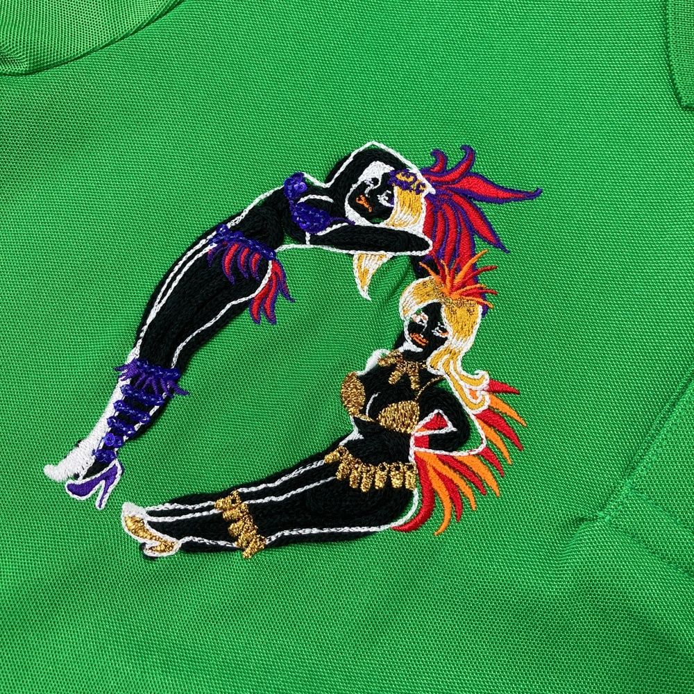 サイズ：2 DANCE WITH DRAGON ダンスウィズドラゴン  半袖ポロシャツ 刺繍 ブラック系 [240001134418] ゴルフウェア レディース ストスト サイズ：2 DANCE WITH DRAGON ダンスウィズドラゴン 半袖