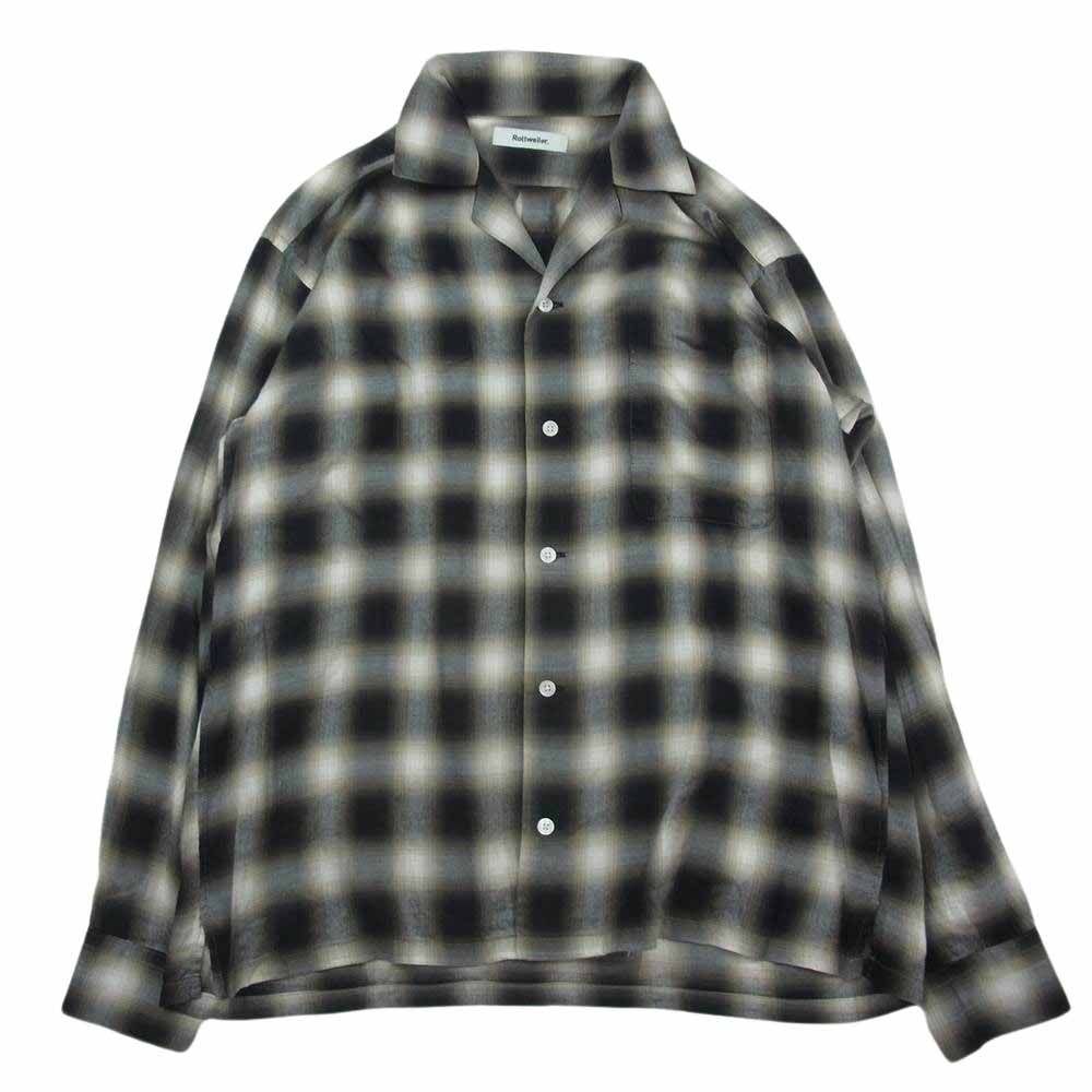 ROTTWEILER ロットワイラー RW20S0211 C/R Check Open Collar LS Shirts オンブレ チェック コットン レーヨン オープンカラー シャツ 長袖 ブラック系 S【中古】