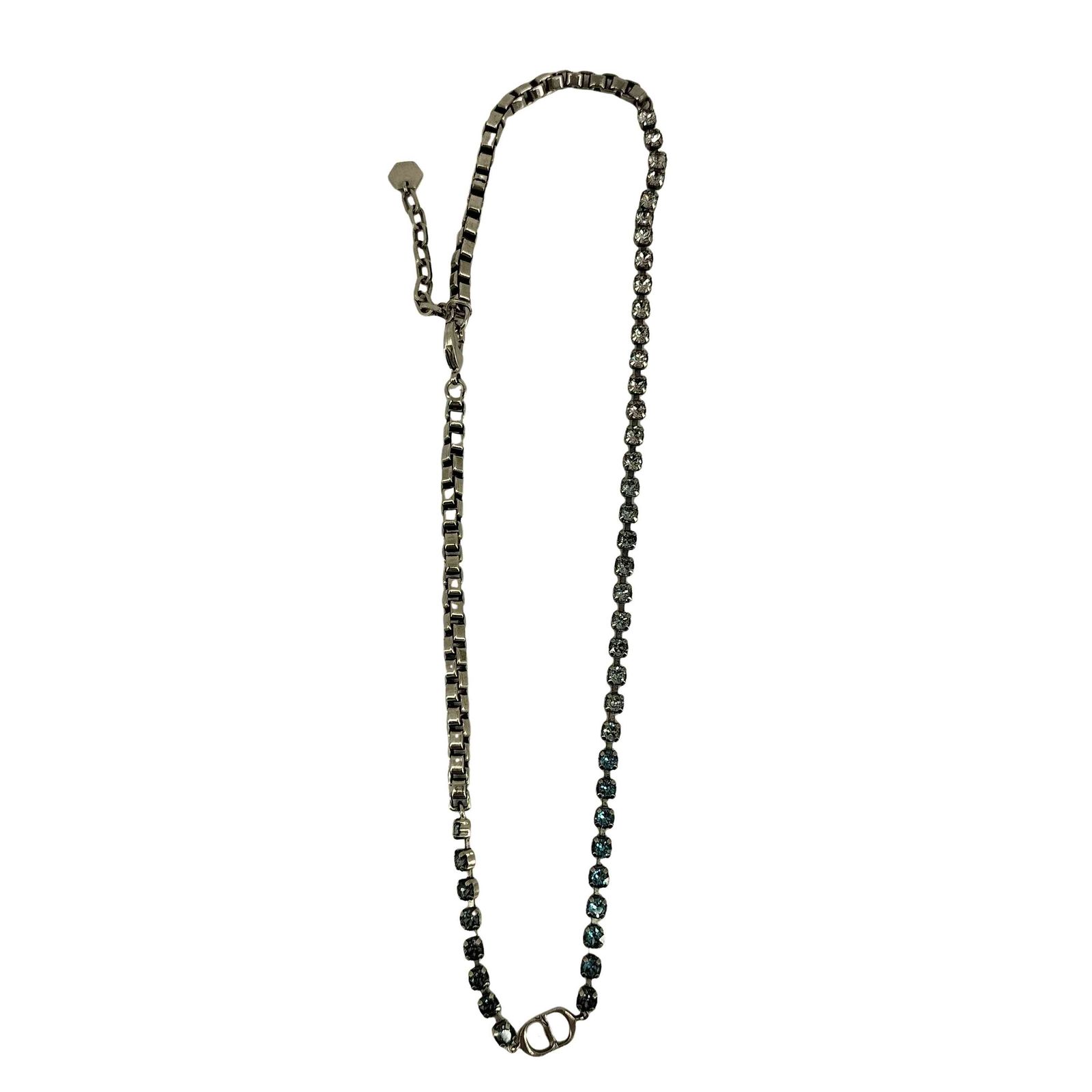 ディオール Dior GRADIENT BLUE CRYSTALS NECKLACE クリスタルチェーン 