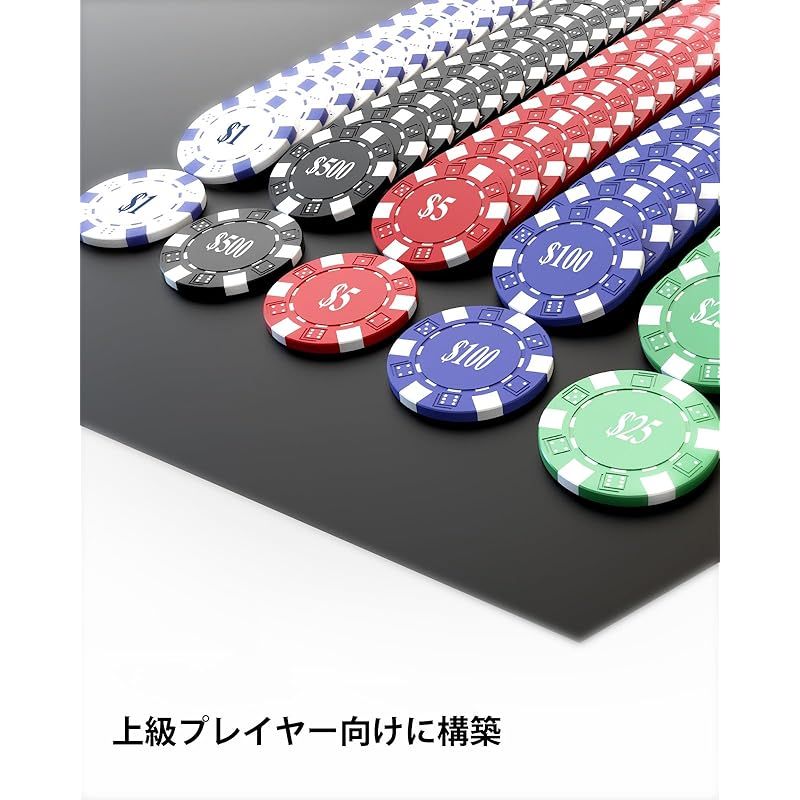 HEITOK ポーカーチップ 500枚 11.5g ポーカーセット ナンバー付き アルミケースセット テキサスホールデム対応 ダイス5個 トランプ2組付き 1