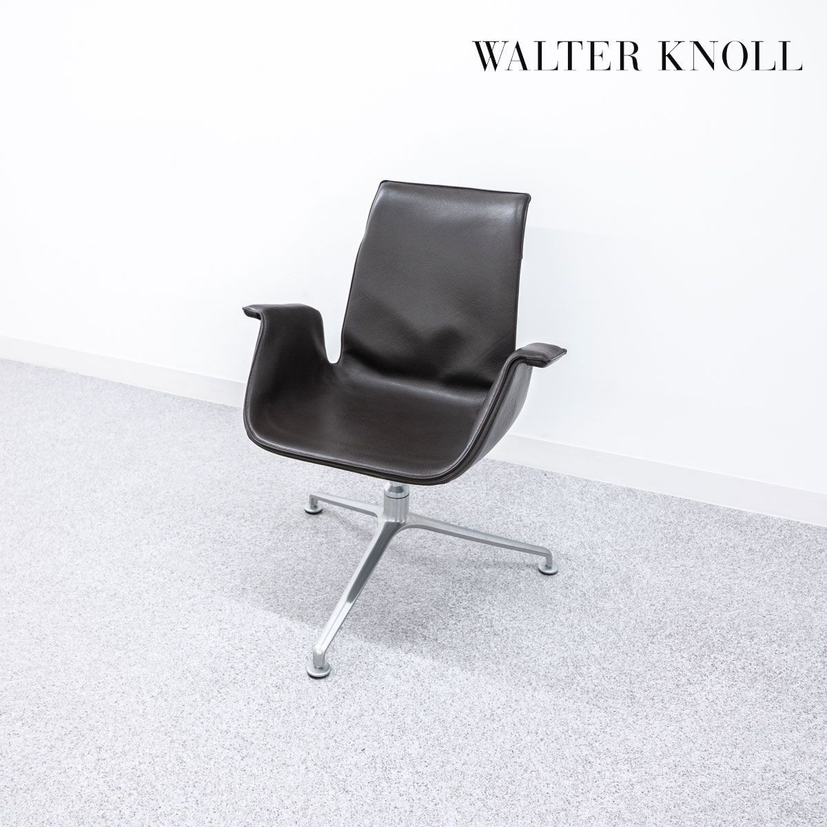 Walter Knoll ウォルターノル FK Chair エフケー チェア スウィベル ラウンジ アーム チェア 3スターベース グライド レザー ブラウン プレベン ファブリキウス