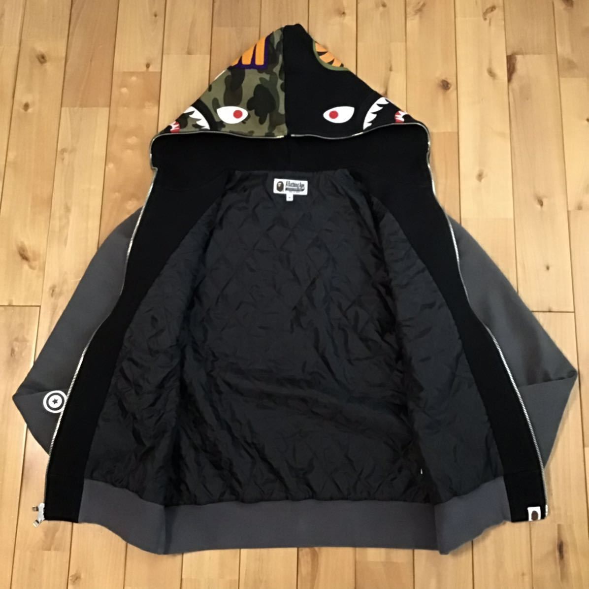 中綿キルティング シャーク パーカー Mサイズ 1st camo shark full zip  