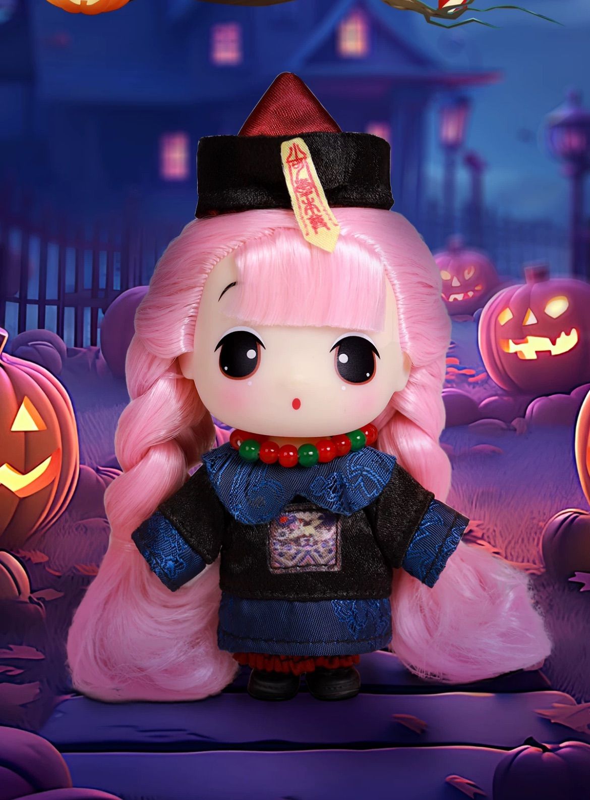 【10月新品】ddung Doll トンちゃん 韓国 ドール 人形 人偶 海外限定 “Halloween Limited” “2024年 ハロウィン限定” 置物 【モデル：太监小僵尸-pink hair-9cm】1点